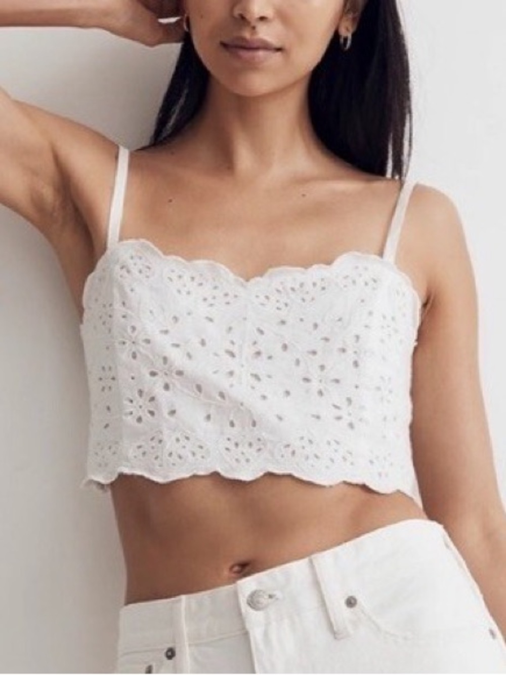 Madewell Eyelet Lace Bralette Crop Top Ivory White Size 12